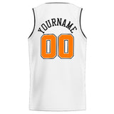 Custom Stitched Basketball Jersey for Men, Women And Kids White-Orange-Black