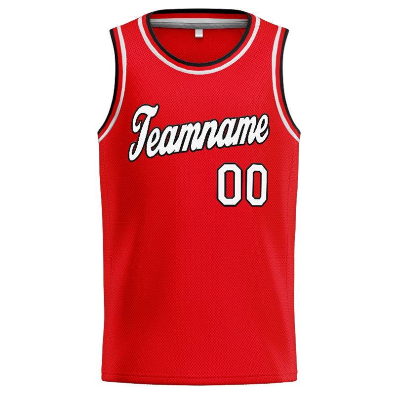 Custom Stitched Basketball Jersey for Men, Women And Kids Red-White-Black
