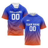 Custom Blue Orange Short Sleeve Hoodies for Men Women Shirts with Hoods Printed Name Logo