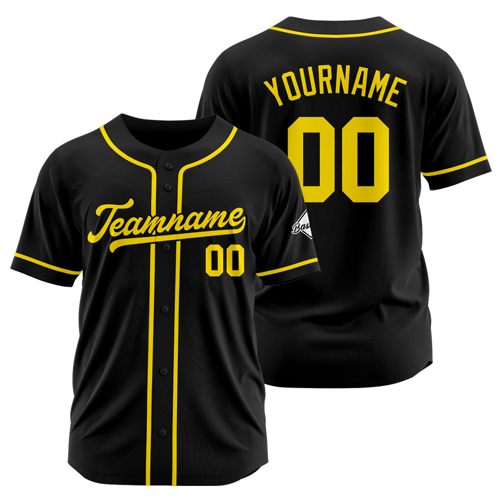 Custom Baseball Jersey Stitched Design Personalized Hip Hop Baseball Shirts Black-Yellow