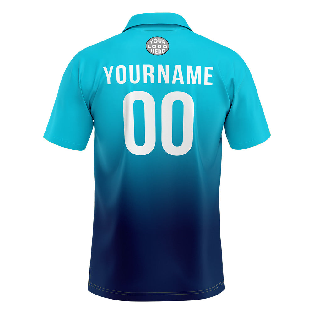 Custom Light Blue Navy Football Gradient Polo Shirts  Add Your Unique Logo/Name/Number