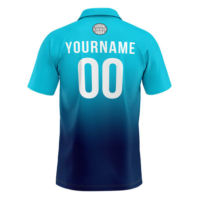 Custom Light Blue Navy Football Gradient Polo Shirts  Add Your Unique Logo/Name/Number