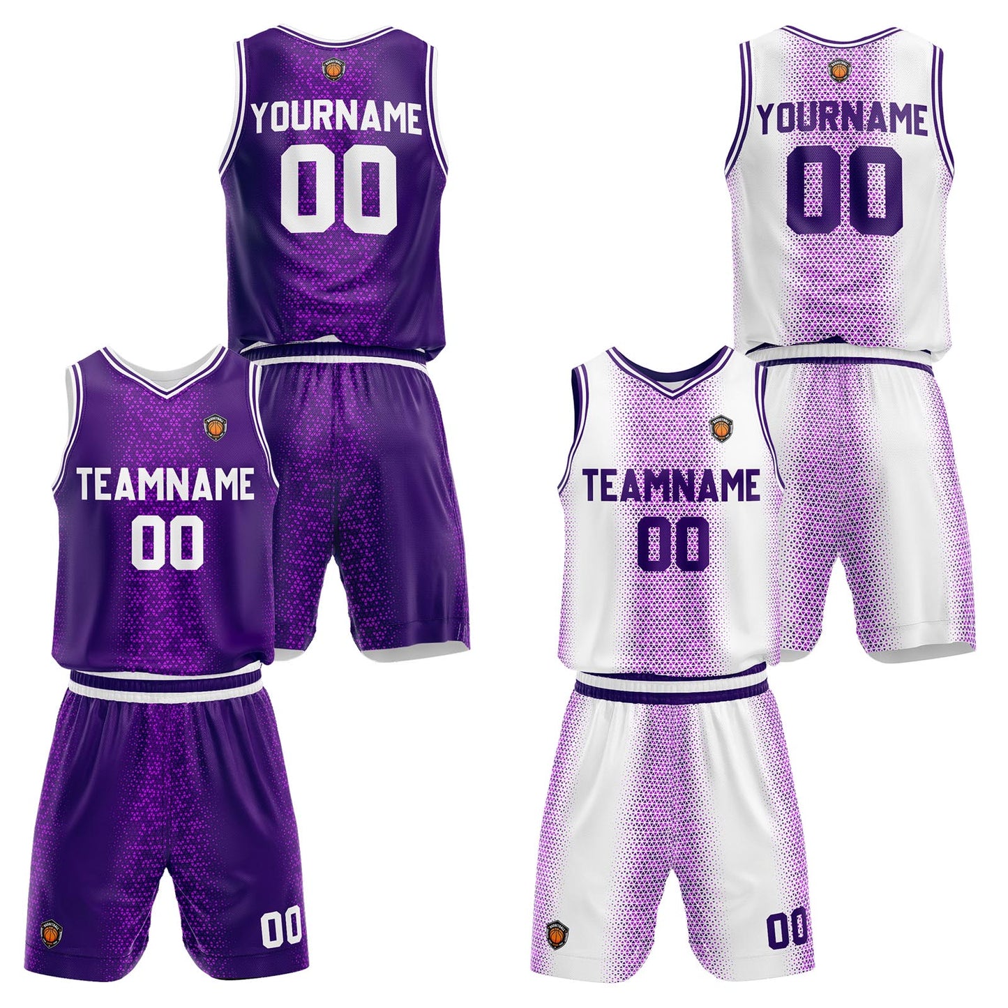 Custom Purple Reversible Basketball Suit for Adults and Kids Personalized Jersey