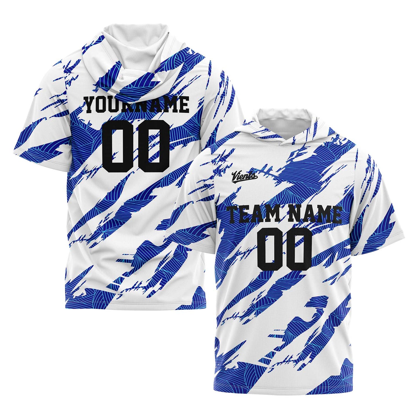 Custom White Blue Short Sleeve Hoodies for Men Women Shirts with Hoods Printed Name Logo