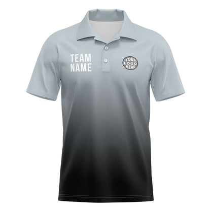 Custom Gray Black Football Gradient Polo Shirts  Add Your Unique Logo/Name/Number