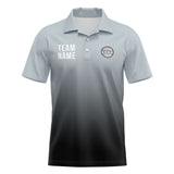 Custom Gray Black Football Gradient Polo Shirts  Add Your Unique Logo/Name/Number