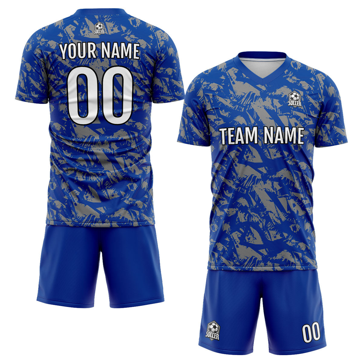 Custom Royal Grey Uniform Jersey Kids Adults Personalized Set Jersey Shirt
