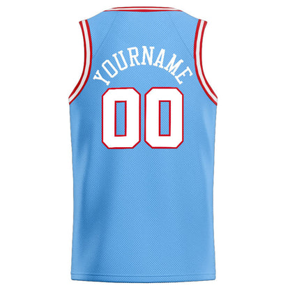 Custom Stitched Basketball Jersey for Men, Women And Kids Light Blue-White-Red