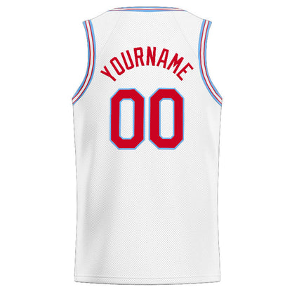 Custom Stitched Basketball Jersey for Men, Women And Kids White-Red-Light Blue