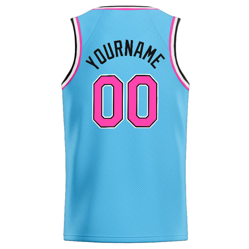 Custom Stitched Basketball Jersey for Men, Women And Kids Light Blue-Pink-White-Black