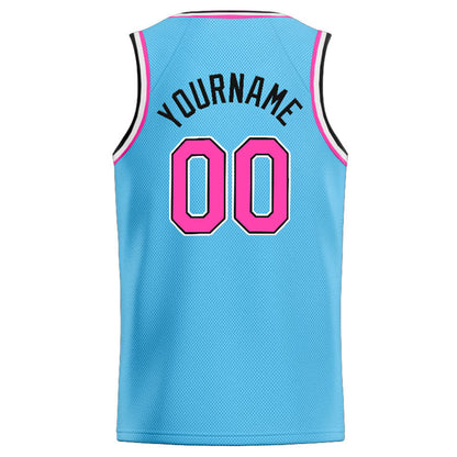 Custom Stitched Basketball Jersey for Men, Women And Kids Light Blue-Pink-White-Black