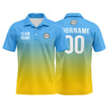 Custom Light Blue Yellow Football Gradient Polo Shirts  Add Your Unique Logo/Name/Number
