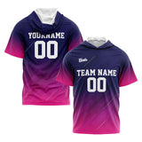 Custom Navy Pink Short Sleeve Hoodies for Men Women Shirts with Hoods Printed Name Logo