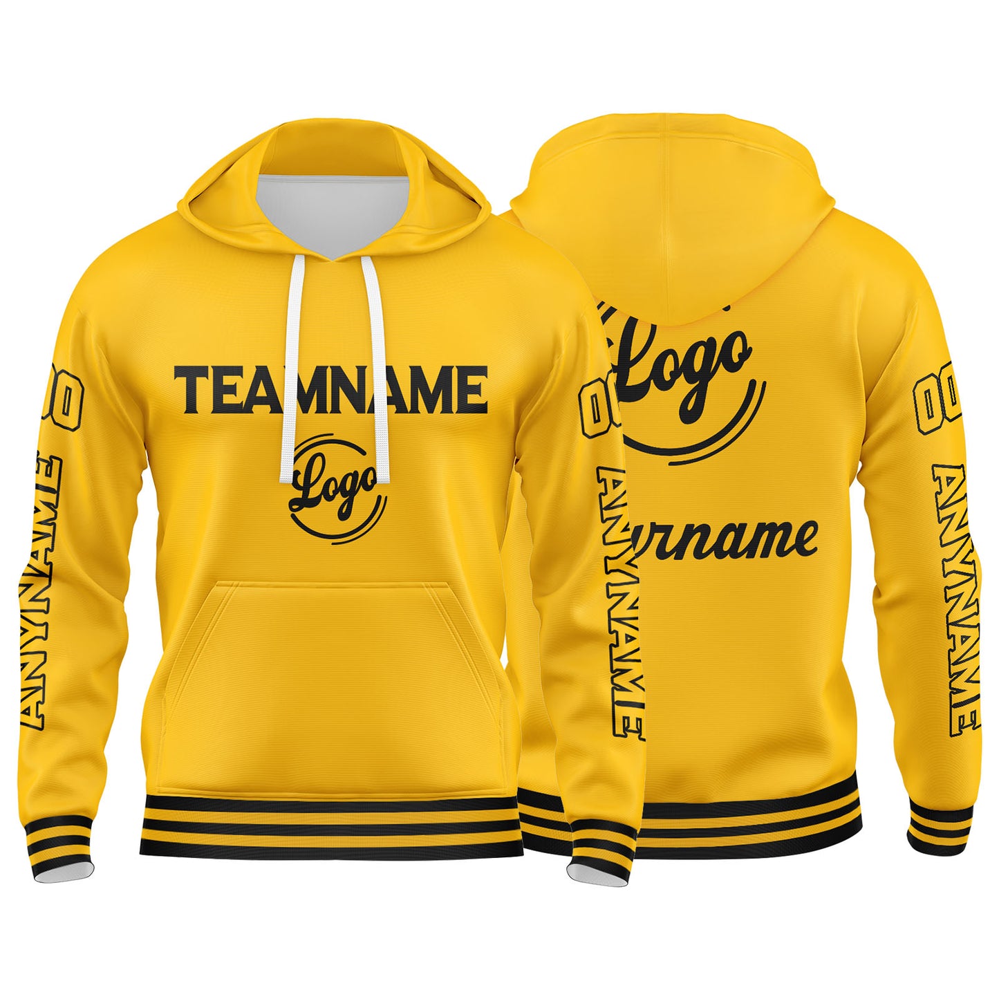 Custom Yellow Sweatshirt Hoodie For Men Women Girl Boy Print Your Logo Name Number