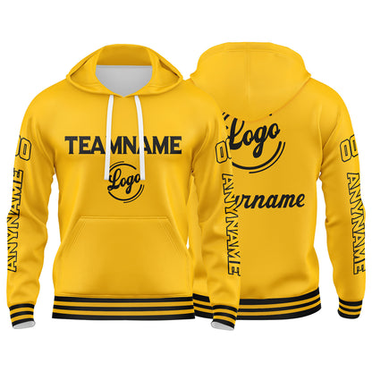 Custom Yellow Sweatshirt Hoodie For Men Women Girl Boy Print Your Logo Name Number