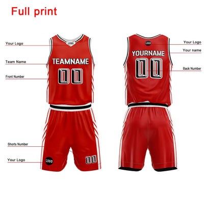 Custom Red Black Basketball Jersey Uniform Suit Printed Your Logo Name Number