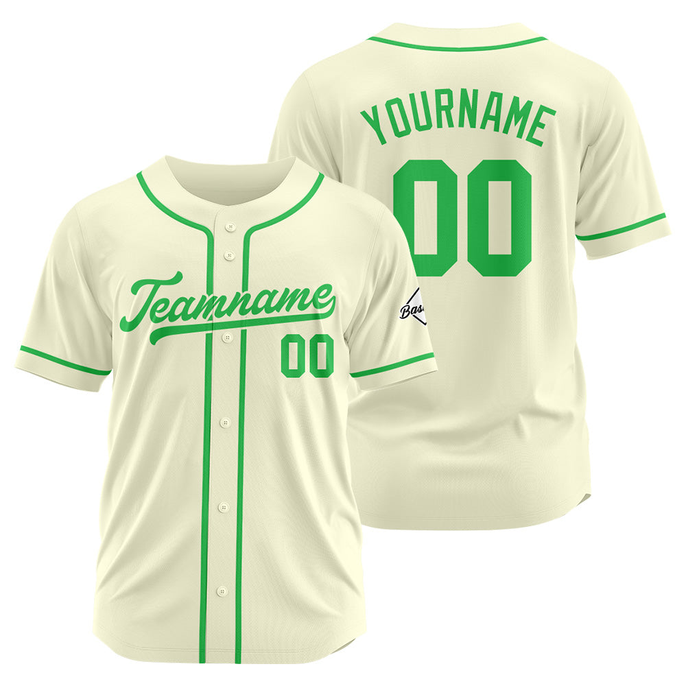 Custom Baseball Jersey Stitched Design Personalized Hip Hop Baseball Shirts Cream-Green
