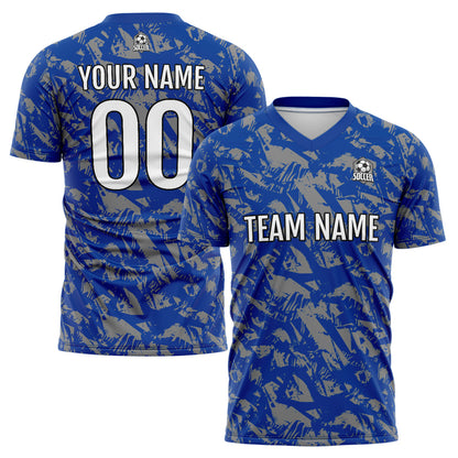 Custom Royal Grey Uniform Jersey Kids Adults Personalized Set Jersey Shirt