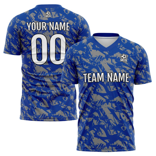 Custom Royal Grey Uniform Jersey Kids Adults Personalized Set Jersey Shirt