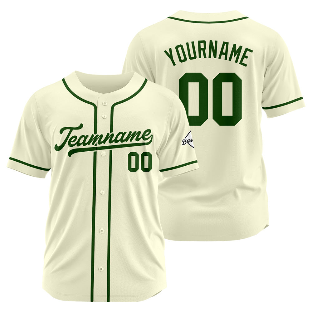 Custom Baseball Jersey Stitched Design Personalized Hip Hop Baseball Shirts Cream-Dark Green