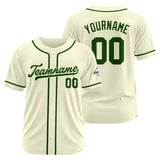 Custom Baseball Jersey Stitched Design Personalized Hip Hop Baseball Shirts Cream-Dark Green