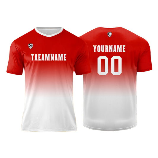 Custom Red White Uniform Jersey Kids Adults Personalized Set Jersey Shirt