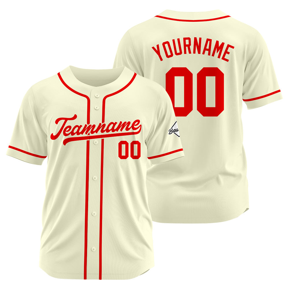 Custom Baseball Jersey Stitched Design Personalized Hip Hop Baseball Shirts Cream-Red