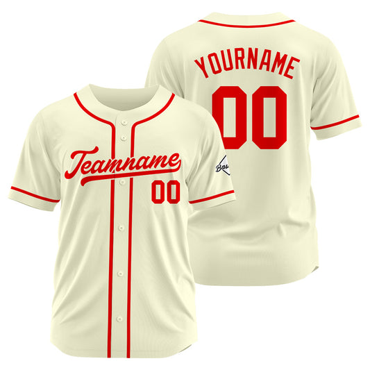 Custom Baseball Jersey Stitched Design Personalized Hip Hop Baseball Shirts Cream-Red
