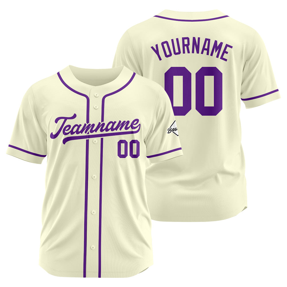 Custom Baseball Jersey Stitched Design Personalized Hip Hop Baseball Shirts Cream-Purple