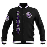 Custom Black Purple White Waterproof Varsity Jackets Personalized Stitched Name Number Logo to Letterman Jackets