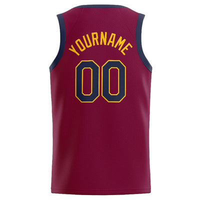 Custom Basketball Jersey Crimson-Yellow-Black