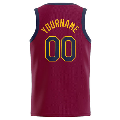 Custom Basketball Jersey Crimson-Yellow-Black