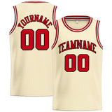 Custom Stitched Basketball Jersey for Men, Women And Kids Cream-Red-Black