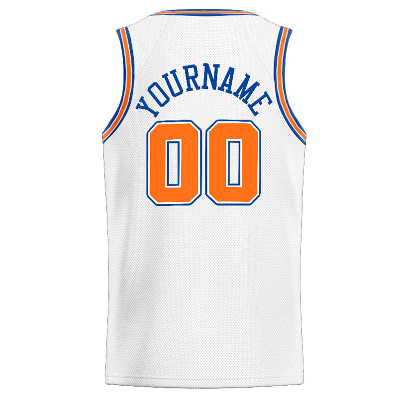 Custom Stitched Basketball Jersey for Men, Women And Kids White-Orange-Royal