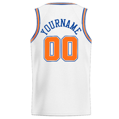 Custom Stitched Basketball Jersey for Men, Women And Kids White-Orange-Royal