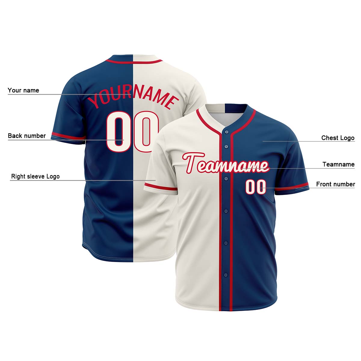 Custom Dark Blue Off White Hip Hop Baseball Jersey Stitched Printed - Personalized Name Number Shirts #BB-0919-0049