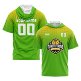 Custom Green Yellow Hooded T-Shirt Short Sleeve Hoodies for Men Women Shirts with Hoods Printed Name Logo