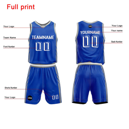 Custom Royal Blue Basketball Jersey Uniform Suit Printed Your Logo Name Number