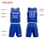Custom Royal Blue Basketball Jersey Uniform Suit Printed Your Logo Name Number