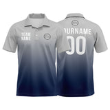 Custom Gray Navy Football Gradient Polo Shirts  Add Your Unique Logo/Name/Number