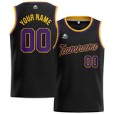 Custom Stitched Basketball Jersey for Men, Women  And Kids Black-Purple-Yellow