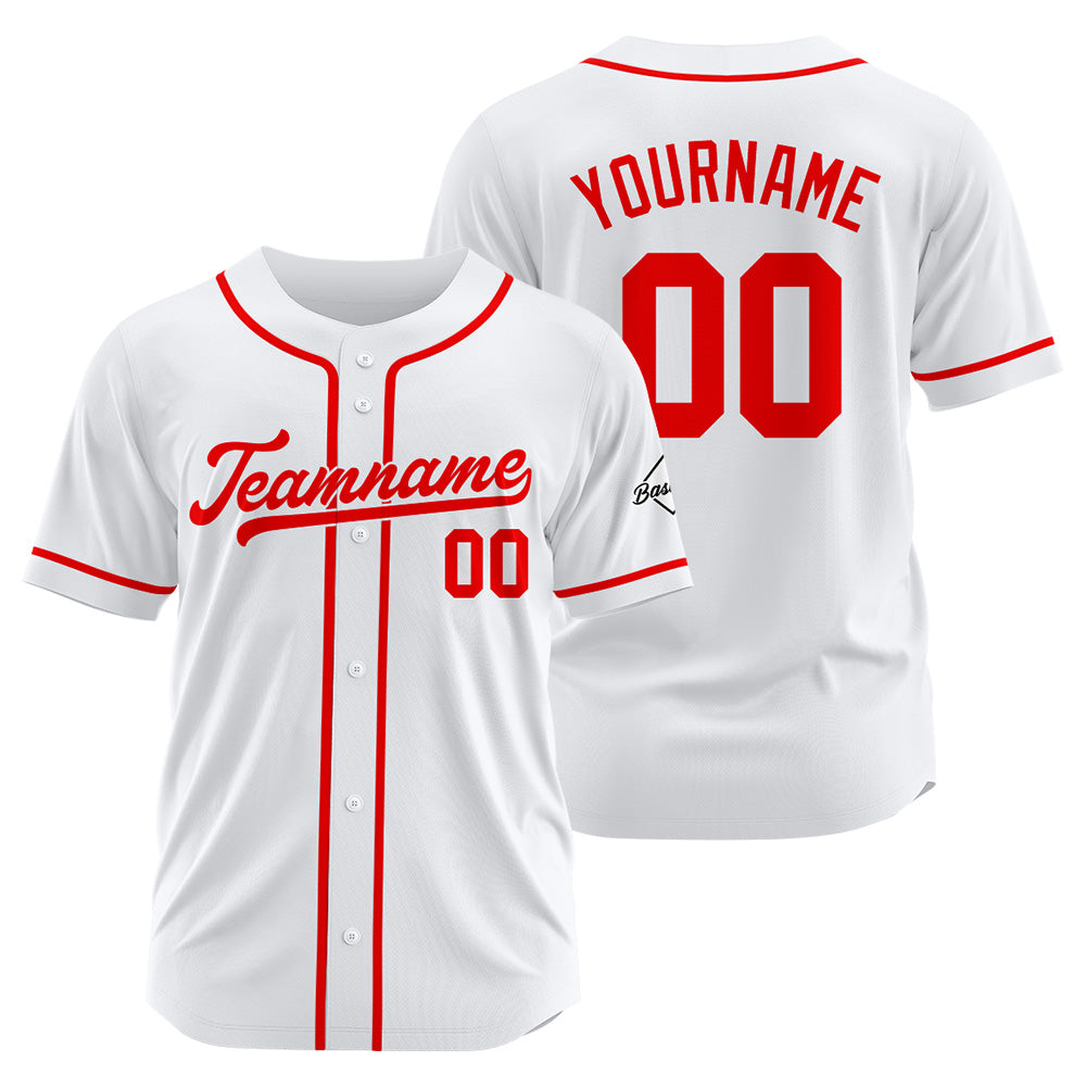 Custom Baseball Jersey Stitched Design Personalized Hip Hop Baseball Shirts White-Red