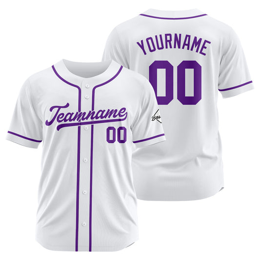 Custom Baseball Jersey Stitched Design Personalized Hip Hop Baseball Shirts White-Purple