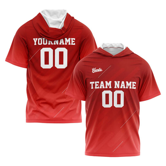Custom Red Short Sleeve Hoodies for Men Women Shirts with Hoods Printed Name Logo