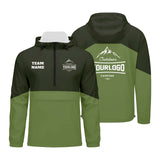 Custom Army Green Green Windproof Softshell  Hooded Jacket - Lightweight Full - Zip, Full Print Logos & Texts