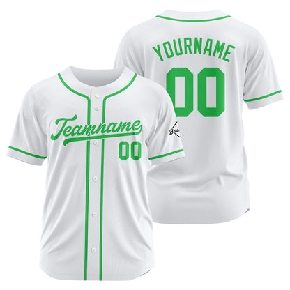 Custom Baseball Jersey Stitched Design Personalized Hip Hop Baseball Shirts White-Green