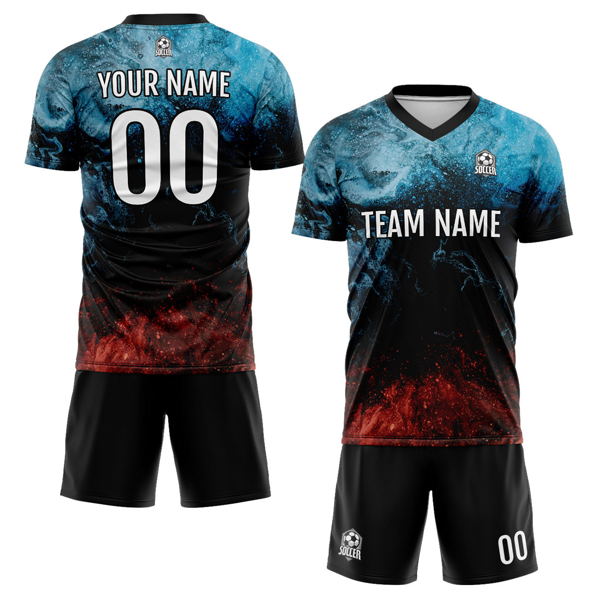 Custom Water and Fire Uniform Jersey Kids Adults Personalized Set Jersey Shirt