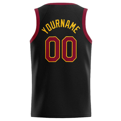 Custom Stitched Basketball Jersey for Men, Women And Kids Black-Crimson-Yellow