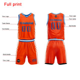 Custom Orange Blue Basketball Jersey Uniform Suit Printed Your Logo Name Number