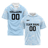 Custom Light Blue Short Sleeve Hoodies for Men Women Shirts with Hoods Printed Name Logo